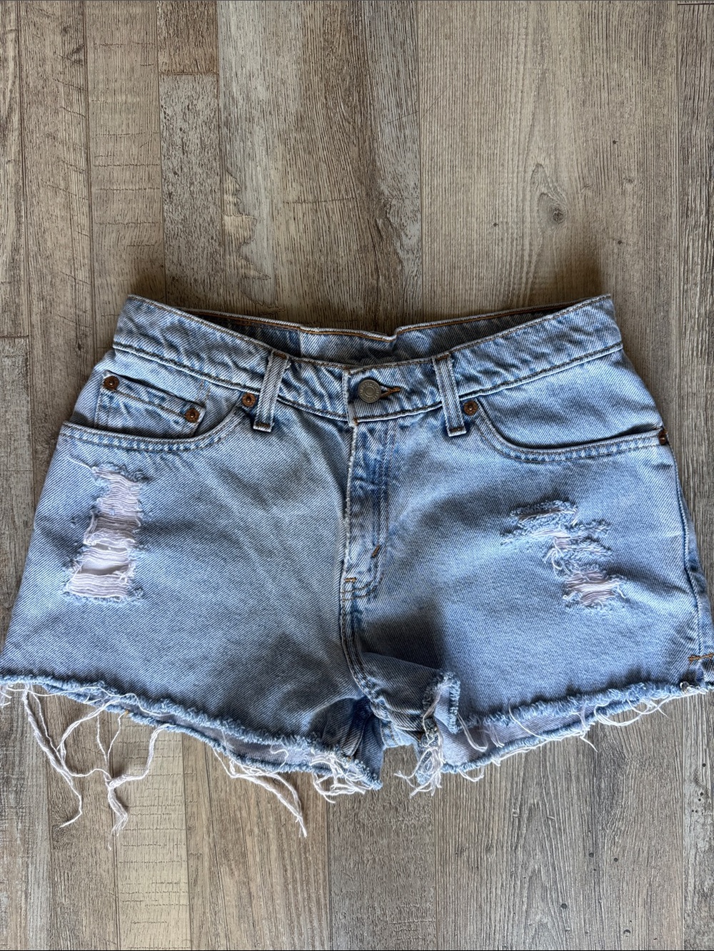 Vintage Levis Light Blue Distressed Denim Shorts